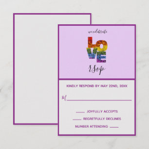 LOVE Purple Thème de mariage homosexuel Carte RSVP