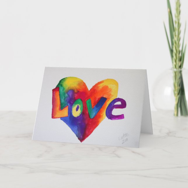 Love Rainbow Heart Greeting Card ou cartes de note (Devant)