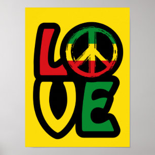 Love reggae music peace symbole reggae Poster