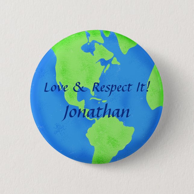 Love Respect Earth Globe Art Customisé Nom Badge (Devant)