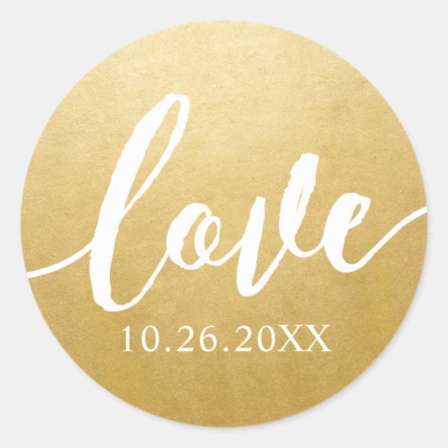 Love Script Gold Favoriser Sticker avec date (Devant)