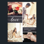 Love Script Rustic Mariage Photo Collage<br><div class="desc">Customisez cet agrandissement photo avec jusqu'à quatre de vos clichés mariages préférés du meilleur jour. Les blocs d'arrière - plan en damier ajoutent une touche rustique et le script d'amour avec son style manuscrit moderne est élégant et classique. Personnalisez avec vos noms et votre date spéciale de mariage. Un parfait...</div>