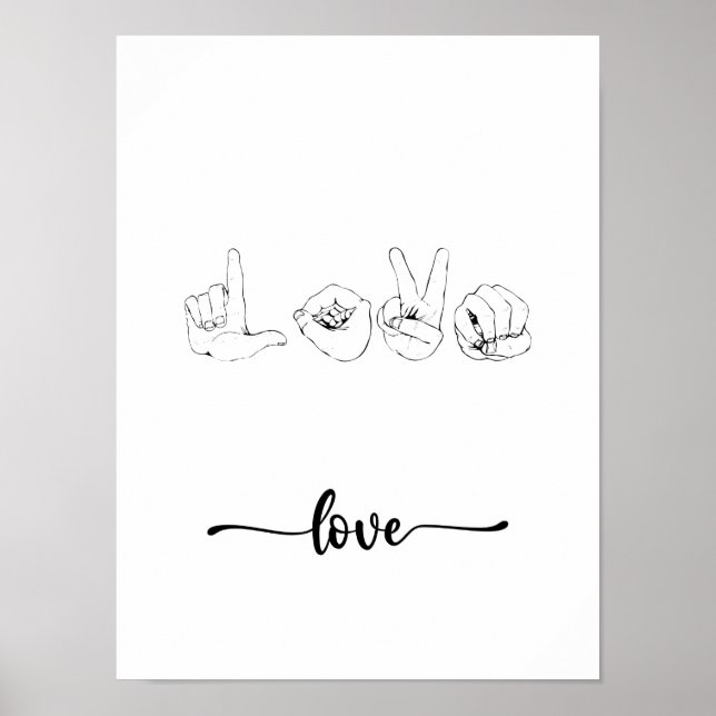 Love Sign Language Line Art Poster (Devant)