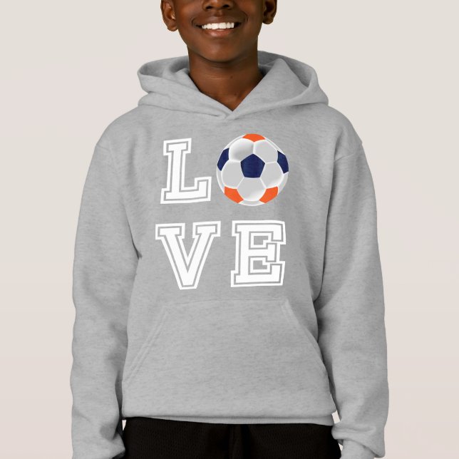 Love Soccer - Lettres blanches - Marine et Orange (Devant)