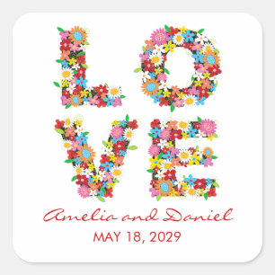 LOVE Spring Flowers Jardin Chic Mariage Stickers