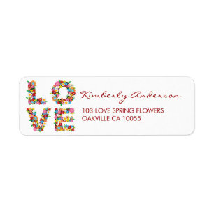 LOVE Spring Flowers Wedding showers Étiquettes de 