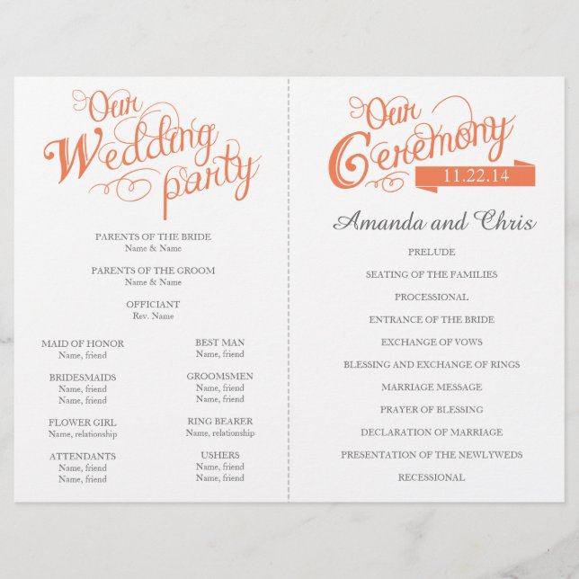 Love Story Wedding Program Circulaire (Devant)