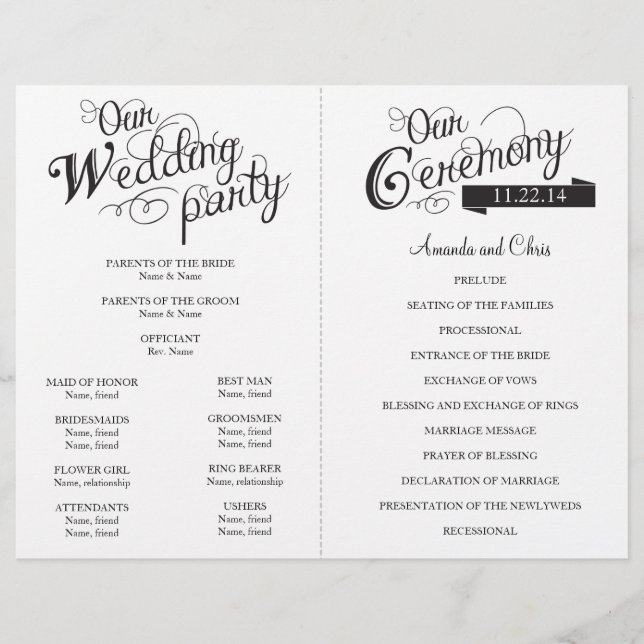 Love Story Wedding Program Circulaire (Devant)