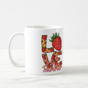 Love Summer Strawberry Coffee Mug Bonjour été