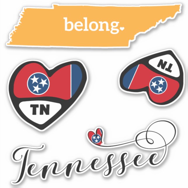 Love Tennessee, 3 Designs, Die Cut Stickers (Devant)