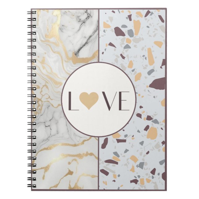 Love Terrazzo-Marble Carnet avec Gold Heart (Devant)