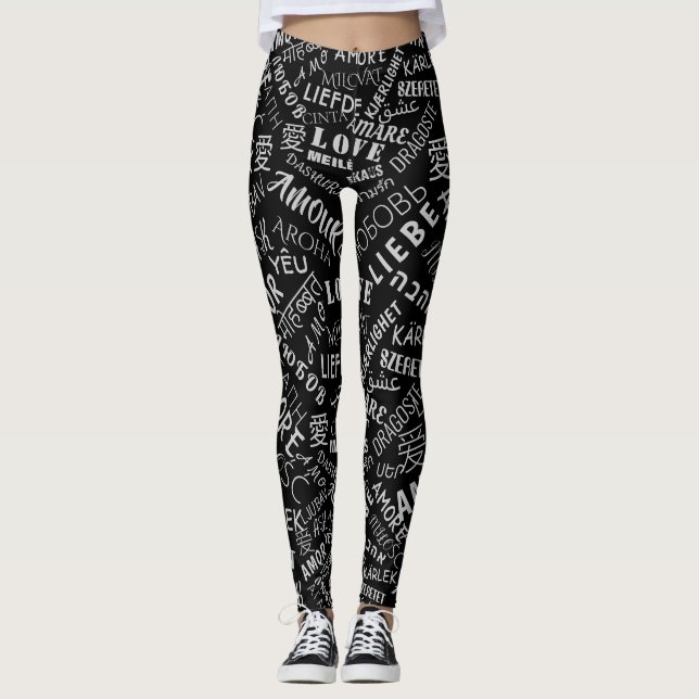Love Text Black Leggings ou Choose Color (Devant)