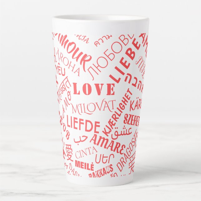 Love Text Latte Mug Multi Language Word (Devant)