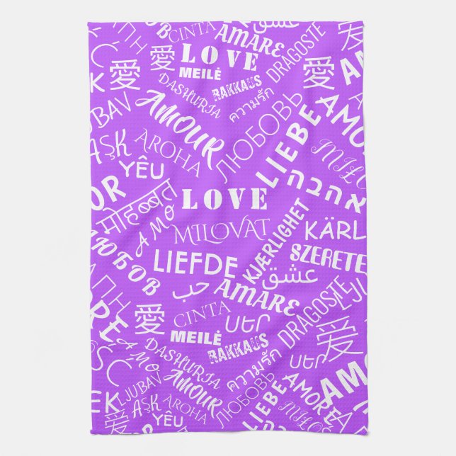 Love Text Purple Serviette de cuisine - Choisir le (Vertical)