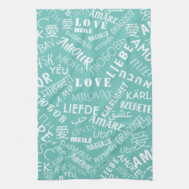 Love Texte Cuisine Serviette Multi Langue (Vertical)