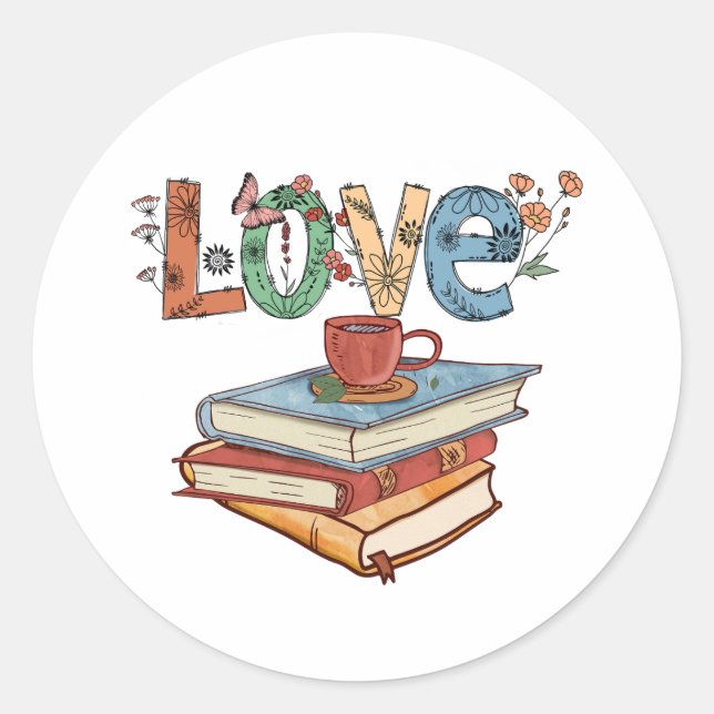 Love to Read Books Sticker rond (Devant)