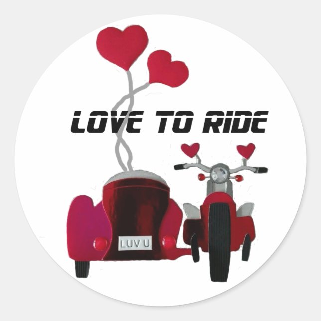Love to Ride Sidecar Motorcycles Stickers (Devant)