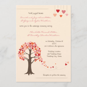 Love Tree Hearts Faire-part de mariage