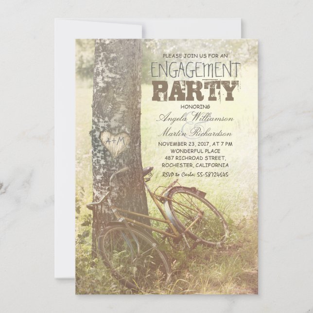 love tree rustic country engagement invitation (Devant)