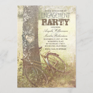 love tree rustic country engagement invitation