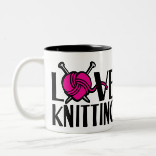 Love tricot graphique rose laine mug