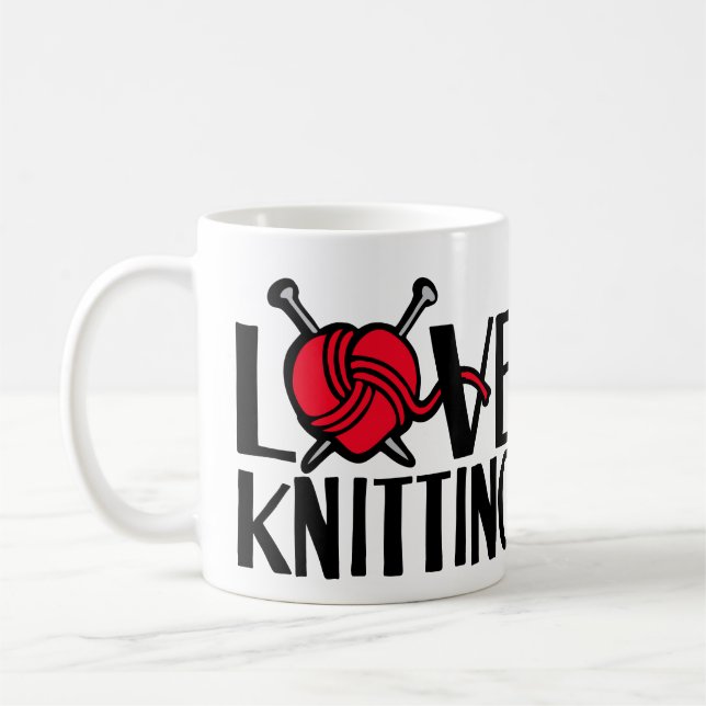 Love tricot graphique rouge laine mug (Gauche)