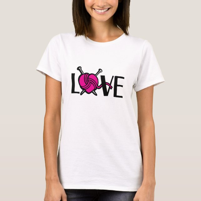 Love tricot rose noir slogan graphique t-shirt (Devant)