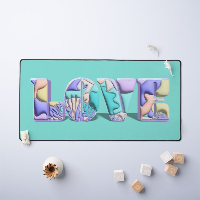 LOVE Typographie Colorful Moderne 3D Art Abstrait (Tableau pour enfants)