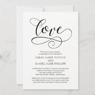 Love Typographie Mariage Élégant Script Invitation