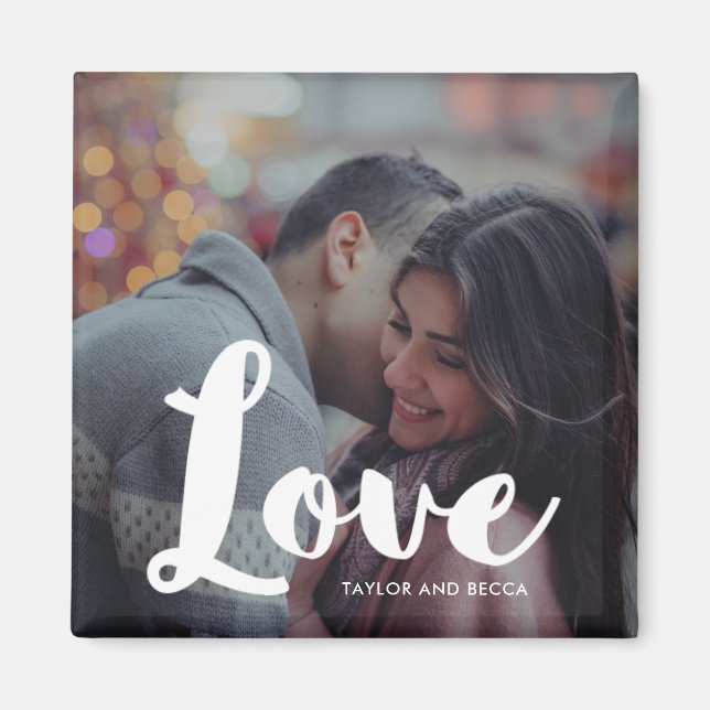 Love Typographie Photo et Noms Magnet (Devant)
