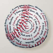 Love u Love Boston 02-Round Baseball Coussin