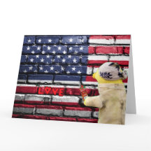 Love USA graffiti art mur. Carte