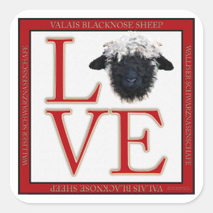Love Valais Blaccusé Sheep Stickers Carré