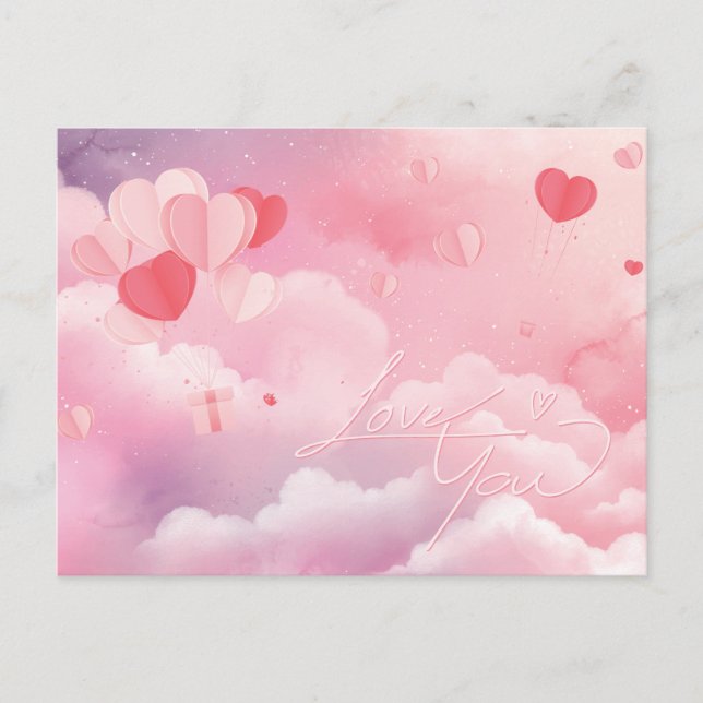 Love Valentines Nuages de sucre Carte postale (Devant)