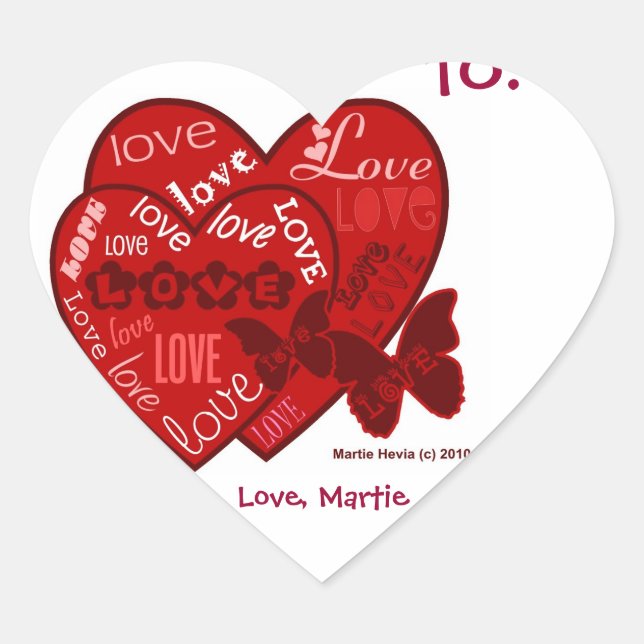 Love Valentine's (Personnaliser) - Stickers Coeur (Devant)