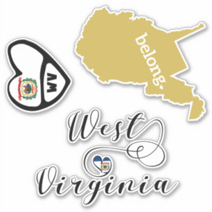 Love West Virginia, Feuille de Stickers Die Cut