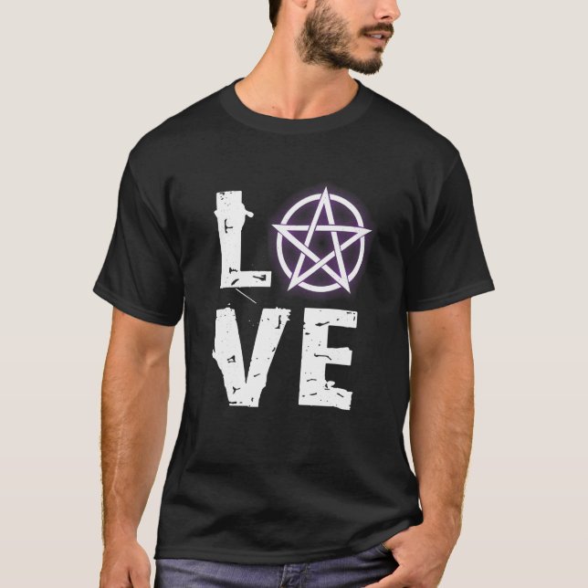 Love Wicca TShirt avec Pentagram pour Wiccan Pagan (Devant)