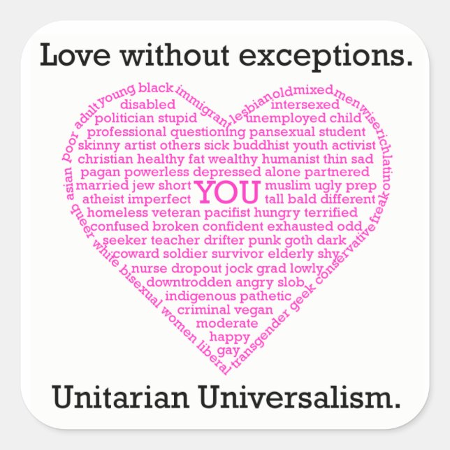 Love Without Exceptions Heart Sheet of 6 Stickers (Devant)