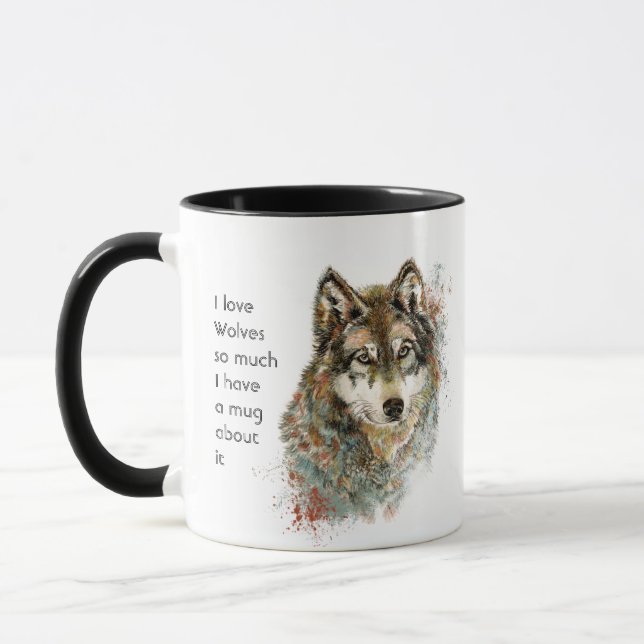 Love Wolves Chiens tellement amusant Citer Mug (Gauche)