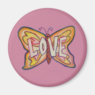 Love Word Art rose Papillon personnalisé Aimant fr