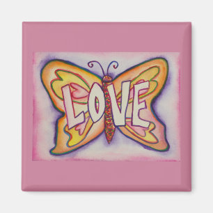 Love Word Art rose Papillon personnalisé Aimant fr