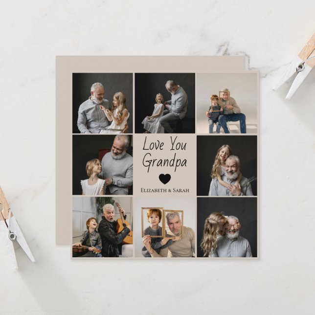 Love You Grandpa avec cœur & photos -  (Devant/Arrière en situation)