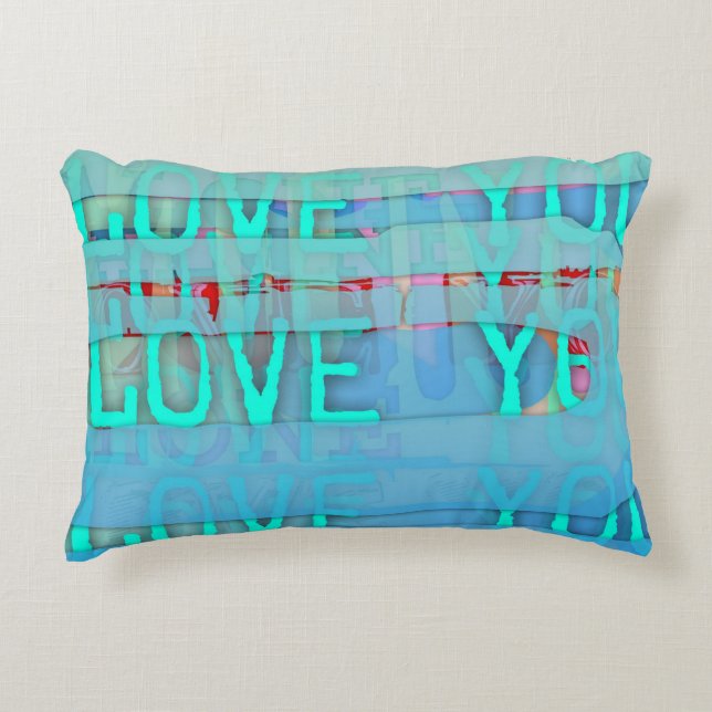 Love You in Blue St Valentine's Day Accent Coussin (Devant)