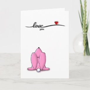 Love You - Lapin Rose Valentines Jour Carte de vac