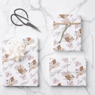 Love You Maman Envelopper Papier Papier Plat Set d