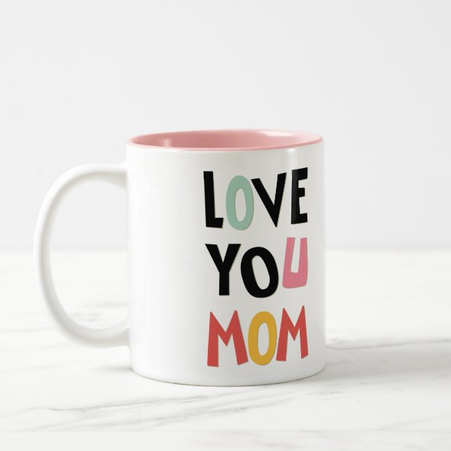 Love You Maman Mug de café à deux tons (Gauche)