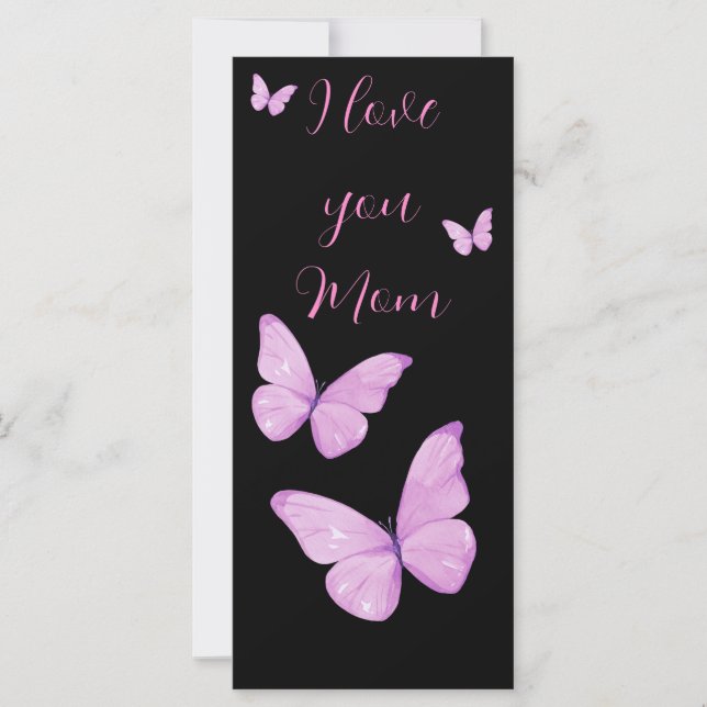 Love You Mom Pink Butterflies Custom (Devant)