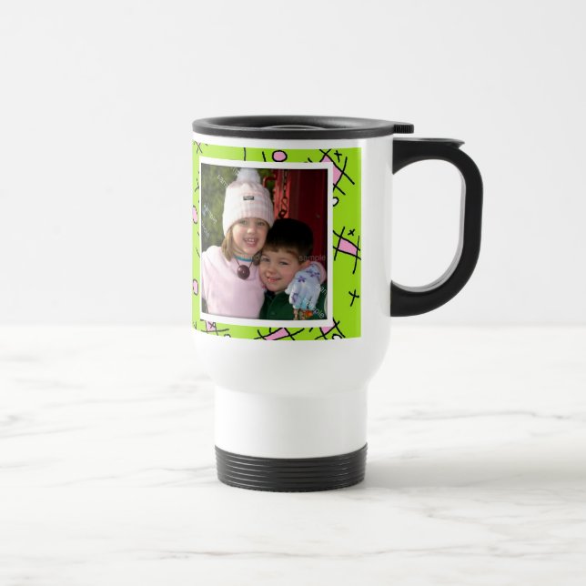 Love You Mom, rose et vert Photo Mug (Droite)