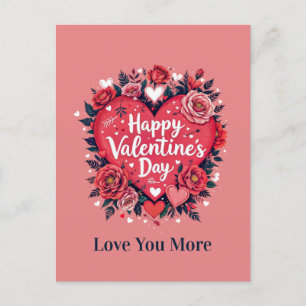 Love You More Happy Valentine Day Carte postale