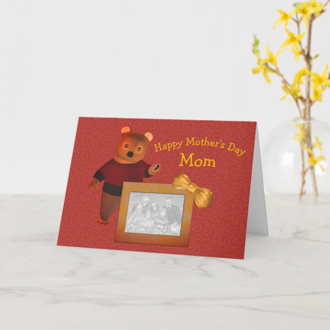 Love You Mother's Day mignon Carte photo ours (Fleur jaune)